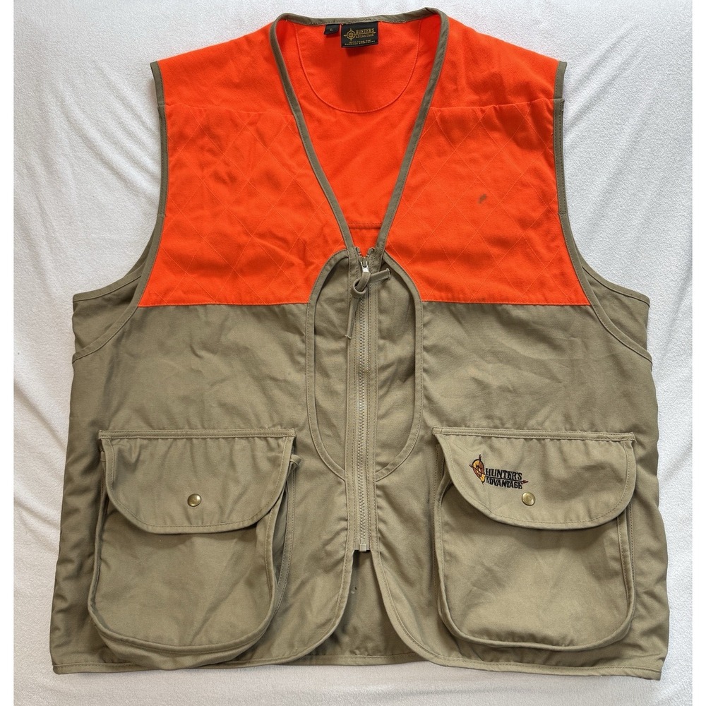 Hunters Advantage Large Pocket Hunter Blaze Safety Orange Canvas Vest‎ Lg